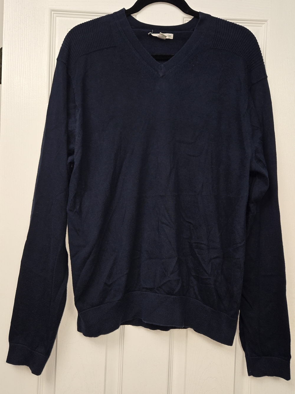 Cutter & Buck Mens XL Navy Blue V-Neck Knit Sweater 100% Pima Cotton Lightweight